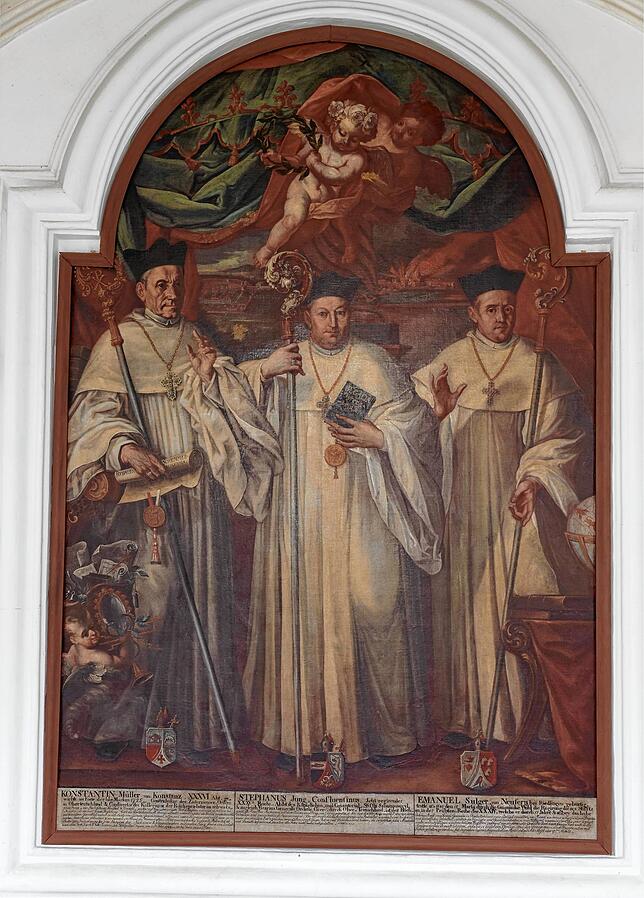 Und das ist das gesamte Gemälde des Barockmaler Jacob Carl Stauder. Es zeigt die Äbte Emanuel Sulger (im Amt 1680 bis 1698), Stephan I. ...