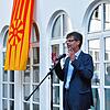 Georg Riedmann bei seiner Ansprache nach der Bürgermeisterwahl am Abend des 27. Juni vor der Schlossscheuer. Seine Wiederwahl sei ihm ...