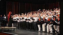 Der Platz auf der Bühne der Stadthalle reicht für die etwa 350 Sängerinnen und Sänger gerade so aus: Mit ihrem gemeinsamen Konzert unter ...