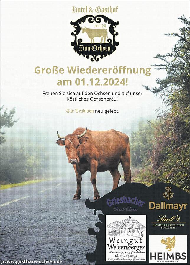 Bild 1: Neueröffnung Gasthaus Ochsen in Furtwangen: Neuanfang unter neuer Leitung