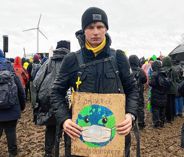 Espen Rechtsteiner bei der Demonstration in Lützerath am 14. Januar.