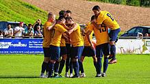 Torjubel bei den Hausherren nach dem 4:0-Heimsieg gegen den FV Marbach.