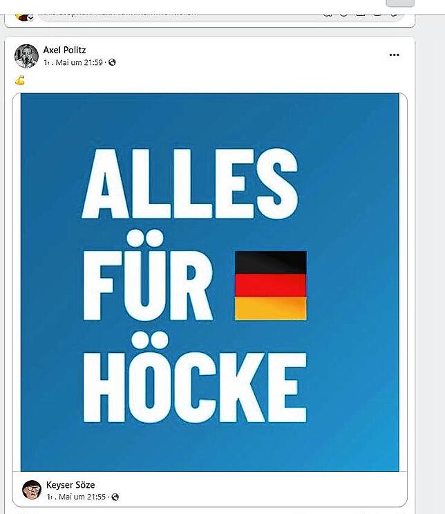 Auch dieser Post vom 16. Mai 2024 findet sich auf Axel Politz‘ Facebook-Profil. Der Screenshot stammt ebenfalls vom 29. Mai 2024.