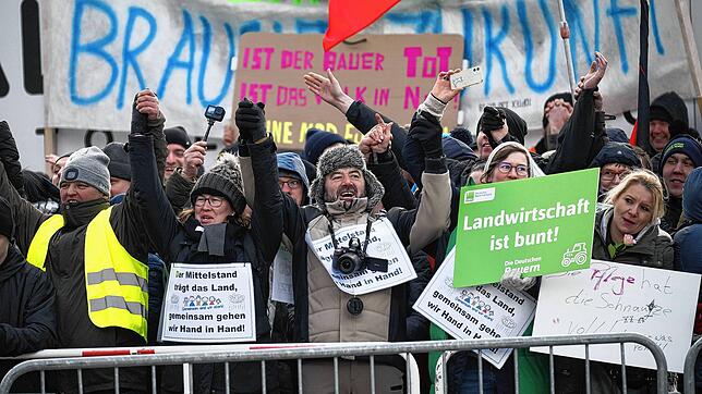 Teilnehmer während der Protestdemonstration vor dem Brandenburger Tor