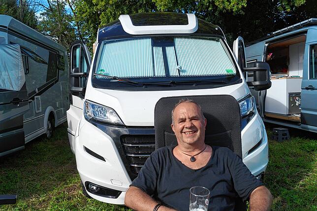 Fred Kegreiss ist ganz entspannt per Wohnmobil aus Böblingen angereist, um ein zweites Mal Sting in Salem zu erleben.