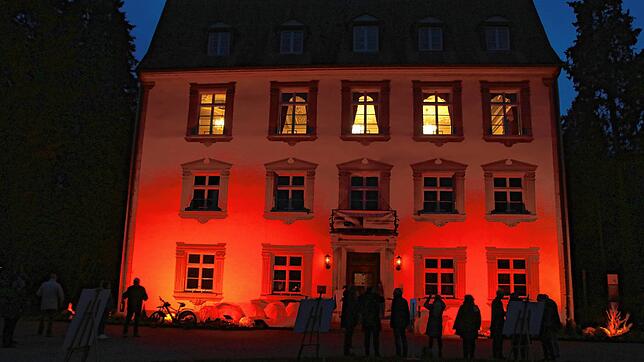 Bis 10. Dezember wird das Schloss Schönau in einem kräftigen Orange leuchten und auf Gewalt an Frauen aufmerksam machen. Bilder: Susanne ...