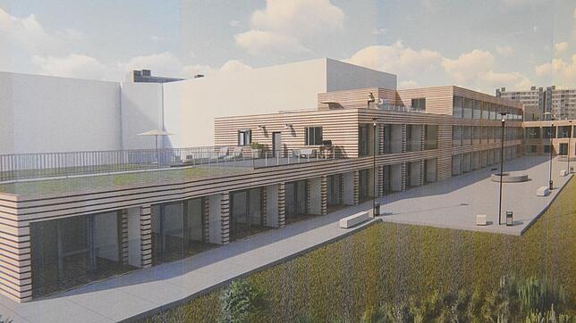Die Planung der Campus GmbH zeigt den Anbau an das ehemalige Spitalgebäude. Hier soll das Marianhaus nach dem Umzug untergebracht werden ...