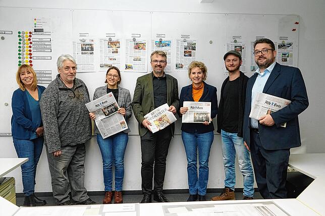 Die Stadt zu Gast in der Lokalredaktion: Waldshut-Tiengens Oberbürgermeister Martin Gruner (Mitte) und die Erste Beigeordnete Petra ...