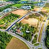 Blick von oben auf die künftigen Gewerbebereiche zwischen Villingen und Schwenningen. Der Blick geht von der Europaallee und dem ...