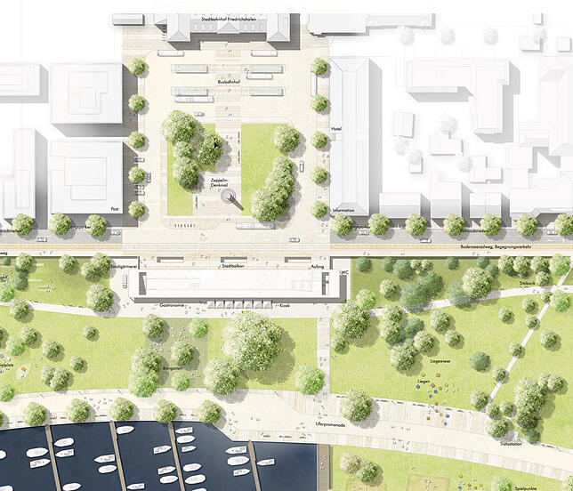 Die Planungsgemeinschaft K1 Landschaftsarchitekten und Gunnar Tausch, Stadtplaner und Architekt sieht gegenüber des Bahnhofs ein ...