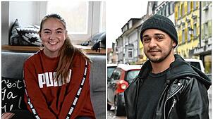 Jil Kübler im Jahr 2018 bei sich zuhause in Eigeltingen, Fabio Brutti vor zwei Jahren in der Stockacher Innenstadt: Damals traten sie ...