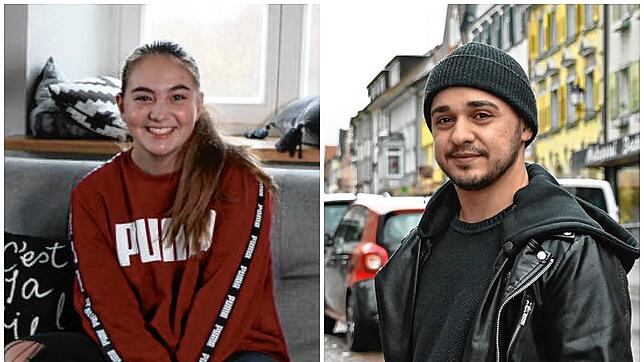 Jil Kübler im Jahr 2018 bei sich zuhause in Eigeltingen, Fabio Brutti vor zwei Jahren in der Stockacher Innenstadt: Damals traten sie ...