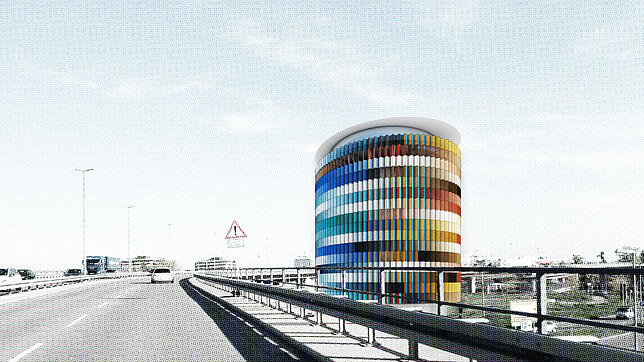 Eine von zwei Möglichkeiten. In diesem Entwurf verwendeten die Architekten des Büros Sauerbruch Hutton für die Außenhaut Lochblech. In ...