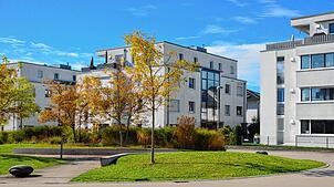 Moderne, verdichtete Bauquartiere im Süden der Stadt: Die Art der Bebauung eines Grundstücks spielt jedoch keine Rolle für die Höhe der ...