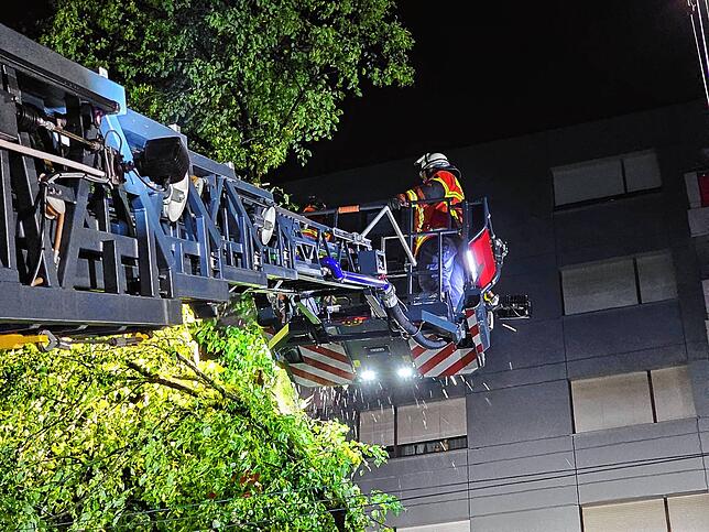 Die Singener Feuerwehr forderte einen Spezial-Kran an, um die Schäden zu beheben.