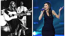 Links: Die 17 Jahre alte Nicole gewinnt 1982 mit dem Lied „Ein bisschen Frieden“ den Grand Prix Eurovision de la Chanson. Rechts: Lena ...