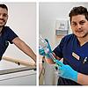 Amel Hapzic (rechts) aus Bosnien-Herzegowina und Guillermo Morales (links) aus Mexiko arbeiten als Pflegekräfte im ...