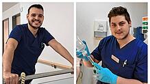 Amel Hapzic (rechts) aus Bosnien-Herzegowina und Guillermo Morales (links) aus Mexiko arbeiten als Pflegekräfte im ...