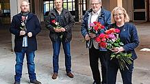 Landtagsabgeordnete Sabine Hartmann-Müller zu Besuch im Gesundheitscampus (von rechts): Geschäftsführer Gesundheitscampus Peter Mast, ...