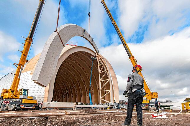Die neue Luftschiffhalle in Essen-Mühlheim ist im Bau.