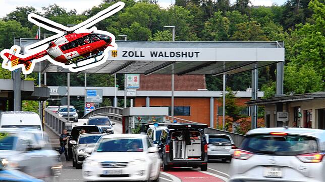 Der Grenzübergang zwischen Waldshut-Tiengen und Koblenz (CH): Die Bildercollage symbolisiert die grenzüberschreitende Zusammenarbeit der ...