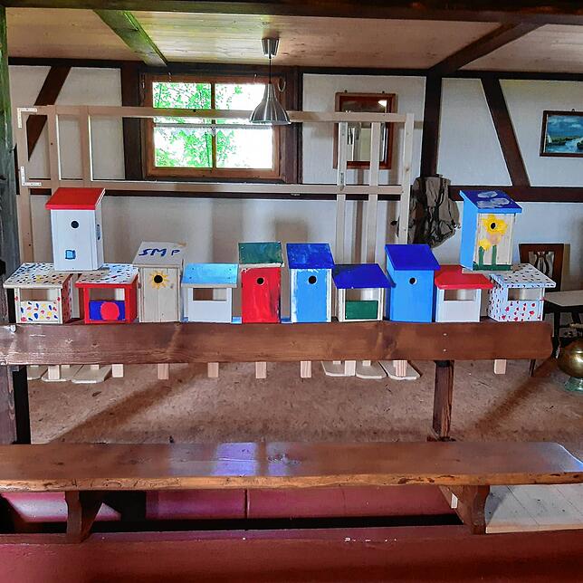 Diese Nistkästen für die Vögel fertigten Kinder der Klasse 3c aus Pfaffenweiler für den Solarpark. Da werden sich die Vögel wirklich ...
