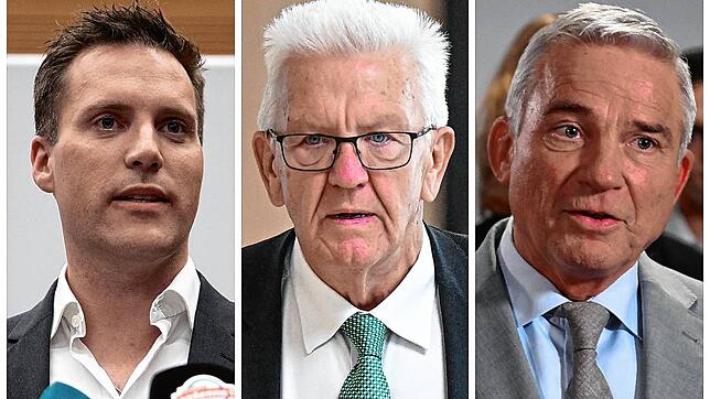 Manuel Hagel, Winfried Kretschmann und Thomas Strobl (v.l.) haben nach den Anschlägen der Hamas ihre Solidarität mit Israel bekundet.