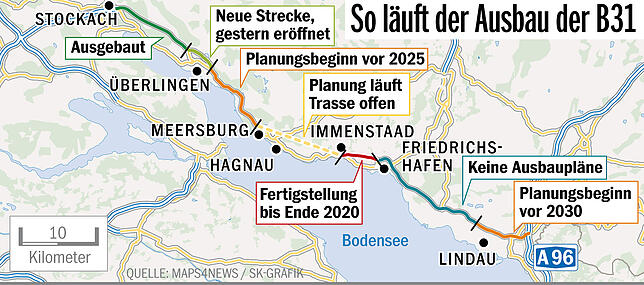 Bild 1: Die neue B31 bei Überlingen ist freigegeben &ndash; doch wann kommt man endlich staufrei vom Kreuz Hegau bis nach Lindau?