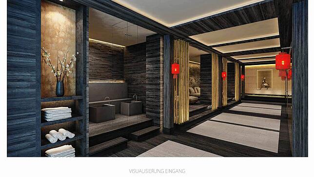 Im Spa-Bereich des Hotels Öschberghof hat es am Mittwoch einen Fehlalarm gegeben. Das Bild zeigt einen Blick in den Asia-Spa.