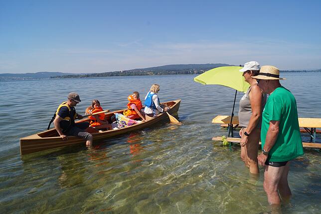 Bild 10: Ein Picknick im Bodensee: Willkommen auf der Sandbank zwischen Reichenau und Mettnau!
