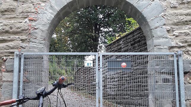 Die Landesgartenschau GmbH ließ an den Blatterngraben Stahltore anbringen, um während der LGS nachts eine geplante Kunstausstellung vor ...