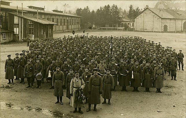 Zum letzten Appell angetreten: Der Rest des Infanterie-Regiments 114 in der Konstanzer Klosterkaserne im Januar 1919.