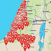 Der Screenshot aus der Warn-App der israelischen Regierung am 7. Oktober um 9.23 Uhr: Die roten Ortsmarken zeigen, wo es in der ...