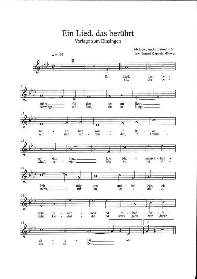Hier das Corona-Lied, geschrieben von Ingrid Kappeler-Kewes aus Pfaffenweiler, mit Text und Noten.