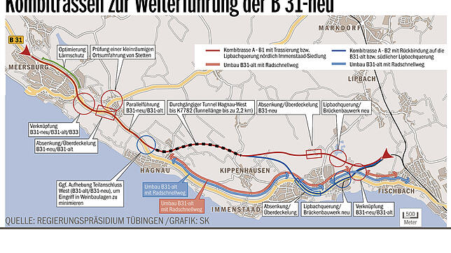 Bild : Mit Tunnel bei Hagnau: Große Aufregung um neue Trassenvorschläge für B 31-neu