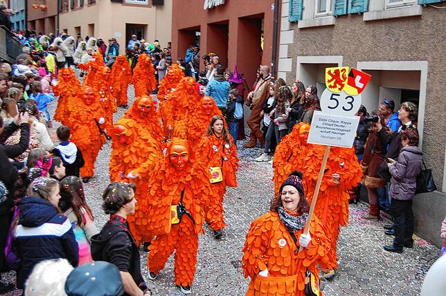 60 Zünfte, Guggenmusiken und Hästräger gaben sich am Sonntag beim großen grenzüberschreitenden Fasnachtsumzug die Ehre und kamen nach ...