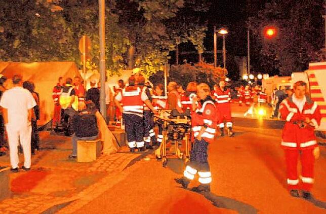 Großeinsatz in Lörrach: Nach dem Amoklauf am 19. September 2010 waren insgesamt über 300 Einsatzkräfte vor Ort.