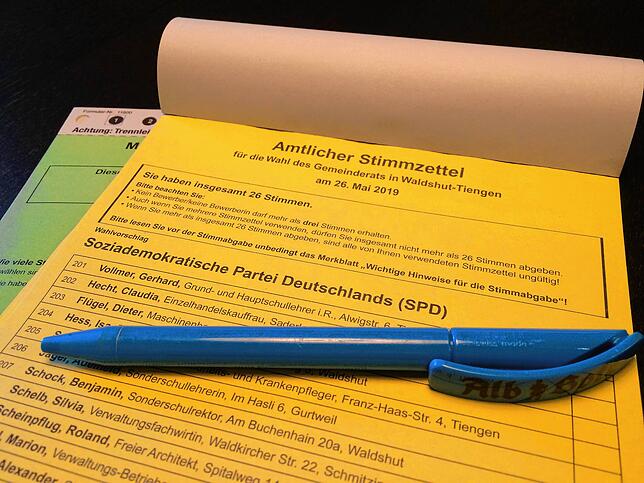 Rückblick 2019: Der Stimmzettel der SPD behielt seine Gültigkeit trotz Rechtschreibfehler.
