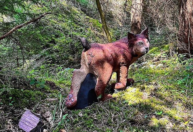 Ein Luchs in naturgetreuer Darstellung: Die Ziele in Horst Magers Parcours bestehen aus robustem PU-Schaum.