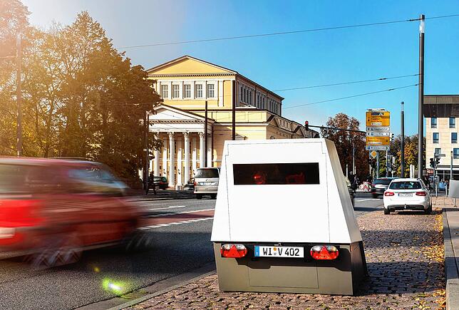 Eine neue Geschwindigkeits-Messanlage als Anhänger getarnt. Der Enforcement Trailer der Wiesbadener Firma Vitronic.
