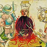 Jan Hus wird auf dem Scheiterhaufen verbrannt.