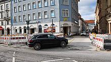 Das Parkhaus Dammgasse bei der Marktstätte ist geöffnet, aber die Zufahrt ist wegen der Baustelle am Bahnhofplatz erschwert.