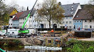 Nimmt mehr Zeit als geplant in Anspruch: Die Baustelle am neuen Rathaussteg bleibt bis nächstes Jahr bestehen. Bild: Stadt Tuttlingen
