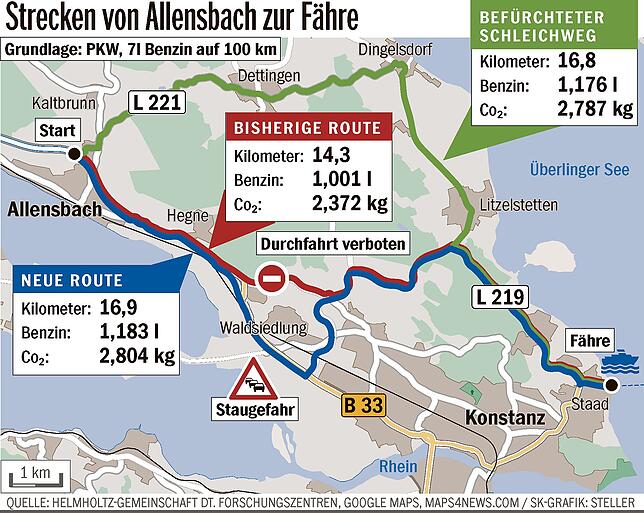 Direkte Durchfahrt gesperrt: Die Landesstraße 220 nördlich der Reichenauer Waldsiedlung fällt als Verbindung schon bald weg.