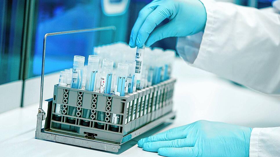 Ein Mitarbeiter hält in einem Labor ein PCR-Teströhrchen in den Händen. Eine möglicherweise noch leichter übertragbare ...