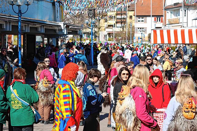 Tausende von Narren sind am Montag beim Umzug in Bad Dürrheim entlang der Umzugsstrecke.