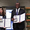 Nadia Murad, Menschenrechtsaktivistin aus dem Irak, und Denis Mukwege, Arzt aus dem Kongo, erhalten den Friedensnobelpreis im Rathaus ...