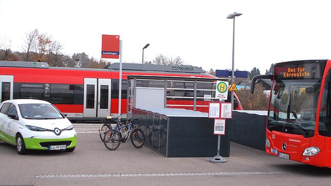 Ein idealer Verkehrsverbund kombiniert nach der Vorstellung des Landratsamts Bahn, Bus, E-Auto und Fahrrad.