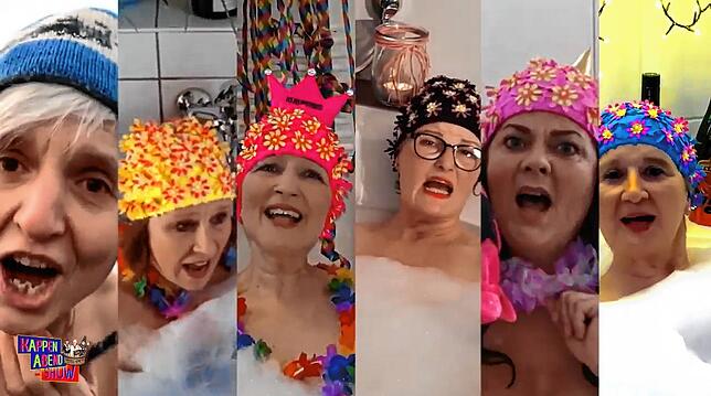Schaumbad: Die „6 am Hochrhy“ (Sabine Bader, Melanie Boese, Christine Roth, Nicole Affolter-Nickel, Tina Ebner, Martina ...