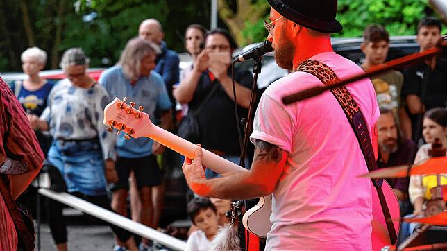 Lockere Atmosphäre im Freien, und das macht Lust auf mehr: Florian Ritz von der Band Delta Fuchs spielt beim Eigentonfestival vor den ...